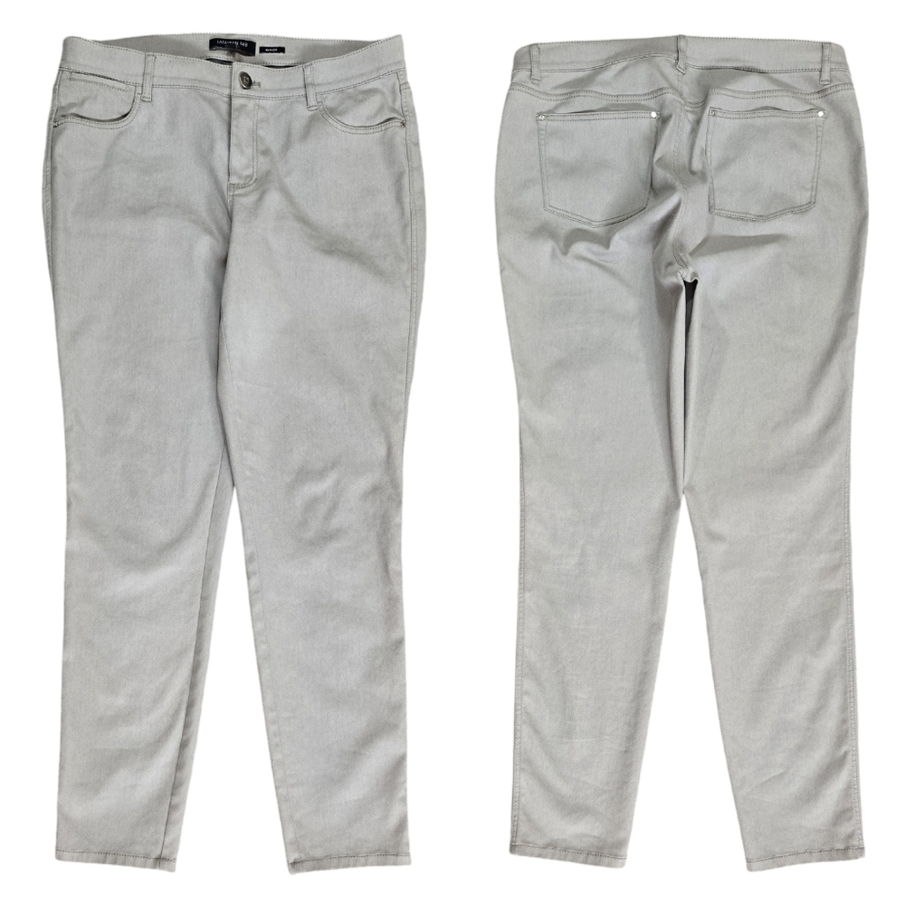 Lafayette 148 Mercer Acclaimed Stretch Taupe Skinny Pants Mid Rise Neutral
